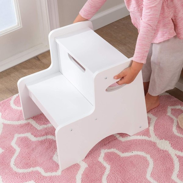 Wooden Two-Step Children's Stool with Handles