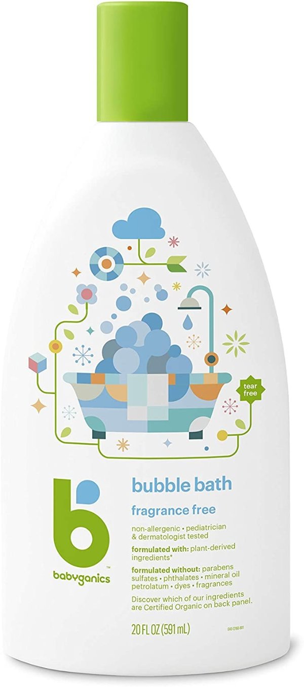 Bubble Bath, Fragrance Free, 20 Ounce