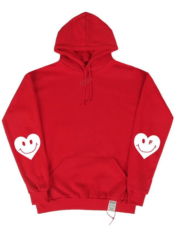 Elbow Heart smile Clip hoodie_Red