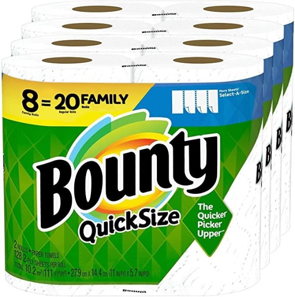 Quick-Size Paper Towels, White, 8 Count