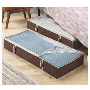 Whitmor Zippered Underbed Bags Java Set of 2 Pieces