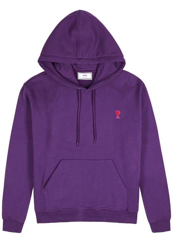 Purple embroidered-logo cotton sweatshirt