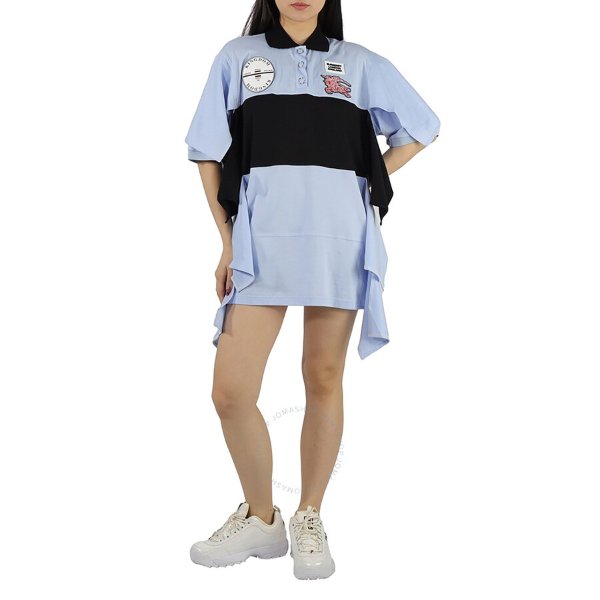 Oversized Appliqued Color-block Silk-jersey Mini Dress In Blue
