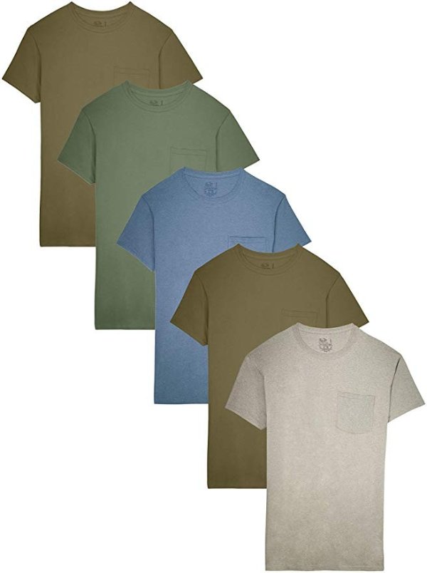 蓝绿色系T恤 5件装