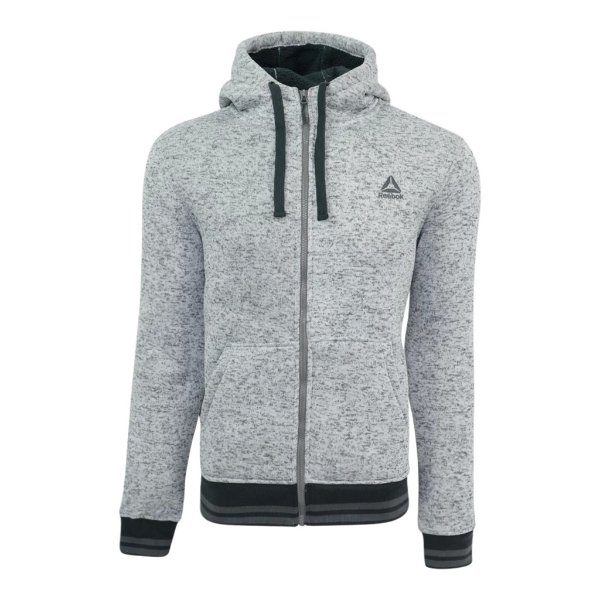 Men's Bonded Sweater Fleece/Sherpa Jacket Grey Heather L