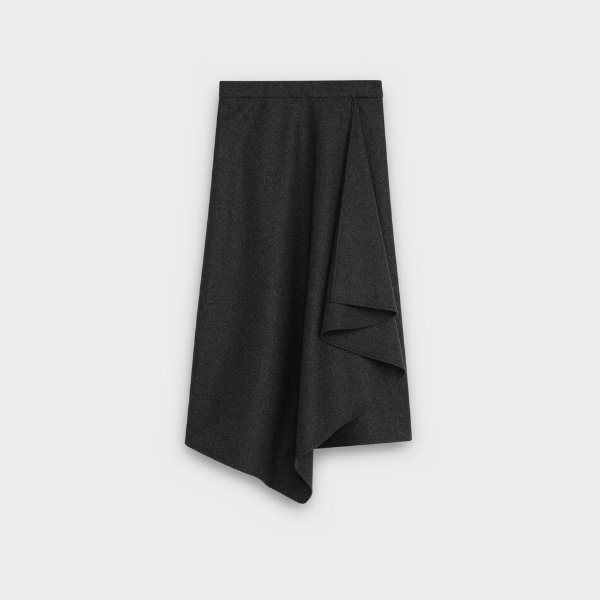 flared wrap skirt in flannel wool