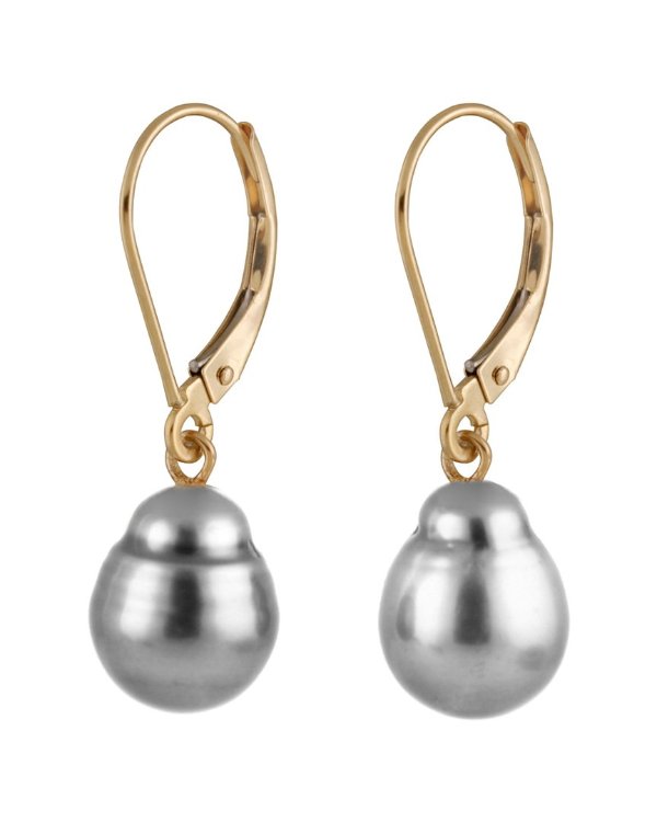 14K 9-10mm Tahitian Pearl Earrings