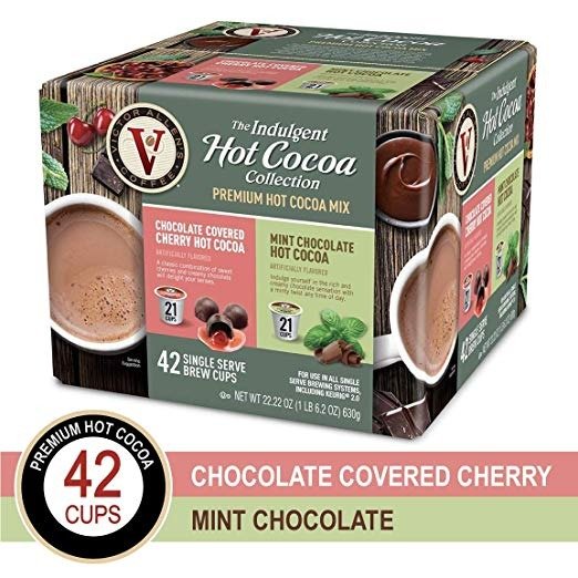Hot Cocoa Variety Pack with Chocolate Covered Cherry & Mint Chocolate for K-Cup Keurig 2.0 Brewers, 42 Count, Victor Allen’s Coffee Single Serve Coffee Pods