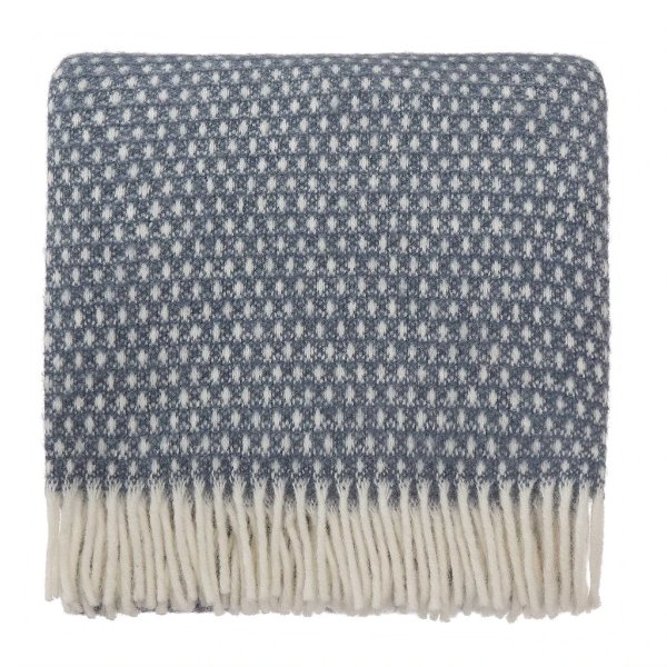 Osele Wool Blanket [Dark grey blue/Off-white]