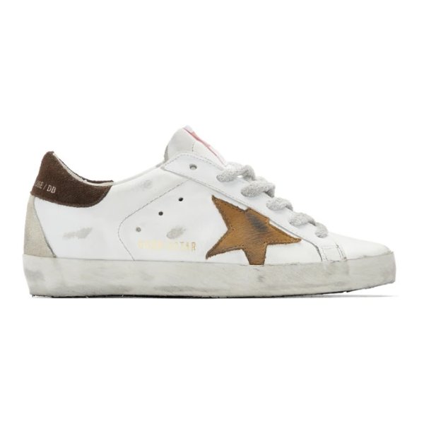 - White & Brown Star Superstar Sneakers