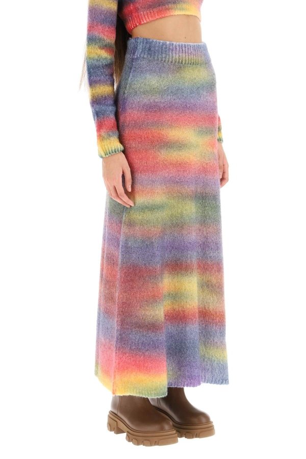 'luce' cashmere and silk skirt with gradient print