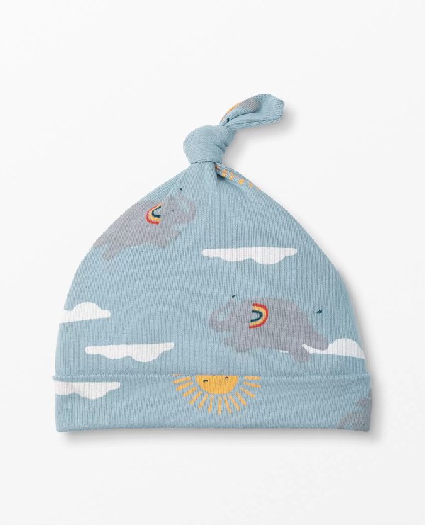 Top Knot Print Beanie In Organic Cotton