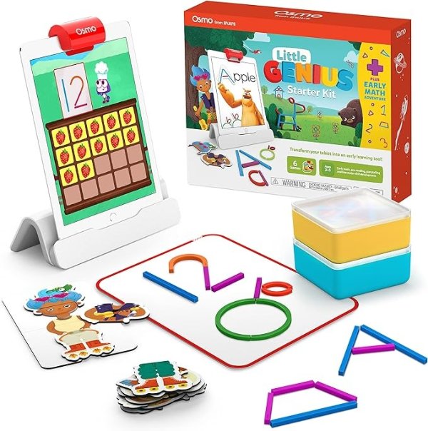 Little Genius Starter Kit for iPad + Early Math Adventure - 6 Hands-On Educational Games - Ages 3-5 - Counting, Shapes, Phonics & Creativity iPad Base Included (Amazon Exclusive)