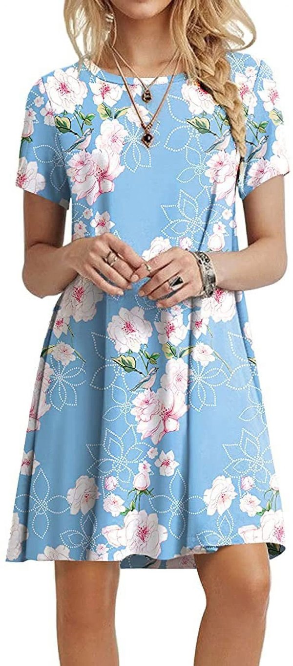 ppyoung Women's Summer Casual T-shirt Dresses Short Sleeve Boho Beach Dress
