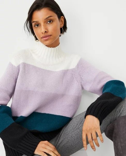 Petite Ombre Stripe Turtleneck Sweater | Ann Taylor