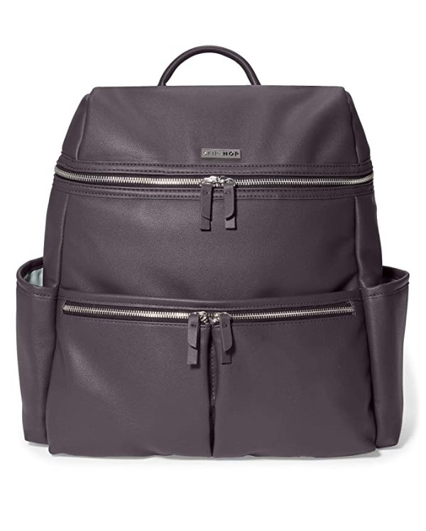 Diaper Bag Backpack: Flatiron Luxury Vegan Leather, Brown