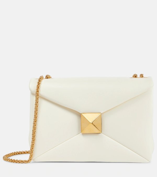One Stud Small Leather Shoulder Bag in White - Valentino Garavani | Mytheresa