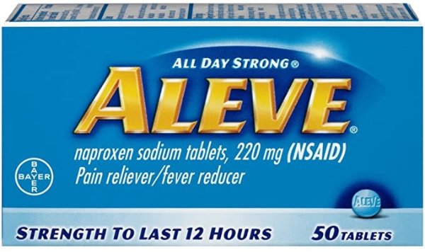 Tablets with Naproxen Sodium, 220mg (NSAID) Pain Reliever/Fever Reducer, 50 Count
