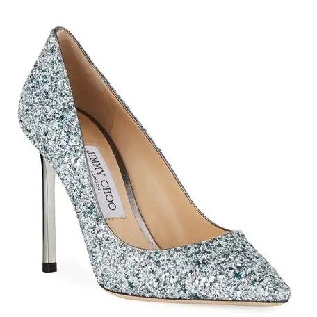 Romy 100mm Painted Coarse Glitter Fabric Pointed-Toe Pumps