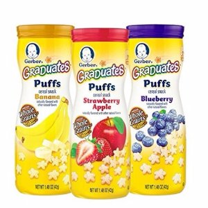 Gerber Graduates Puffs Cereal Snack, Variety Pack, Naturally Flavored with Other Natural Flavors, 1.48 Ounce, 6 Count