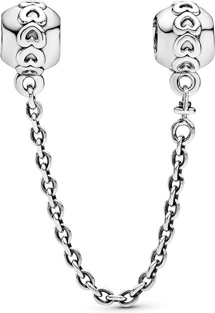 Jewelry Band of Hearts Safety Chain Sterling Silver Charm, 2"