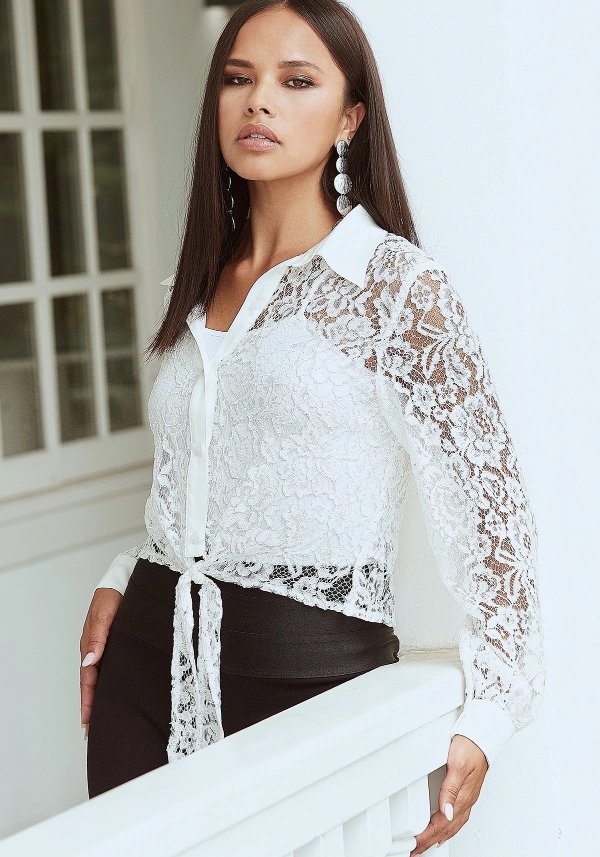 Lace Button Up Top
