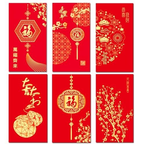 36Pcs Chinese New Year Red Envelopes Large Red Packet 2024 Year of the DragonHong Bao Spring Chinese Lucky Money Pockets for Wedding Chinese Lunar Year
