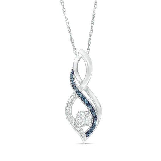 Enhanced Blue and White Composite Diamond Accent Infinity Pendant in Sterling Silver|Zales