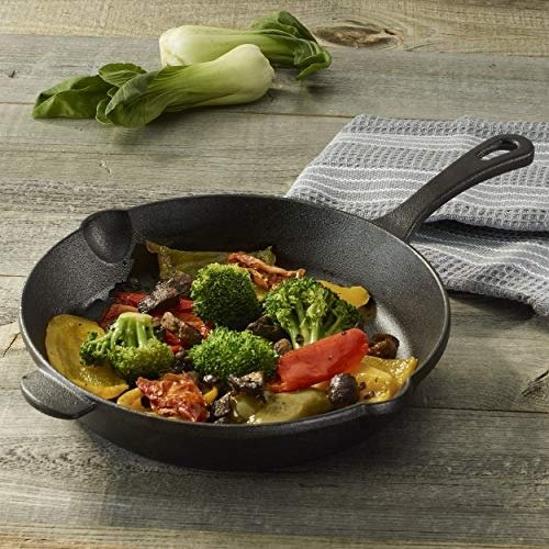 CIPS22-24H Open Round Fry Pan with Helper Handle, 10", Black