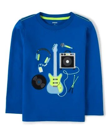 Boys Long Sleeve Embroidered Band Top - Rock Academy | Gymboree - QUENCH BLUE