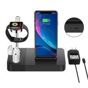 3-in-1 Wireless Charger Station For Apple Watch Stand ,Apple Airpods Charger ，7.5W Wireless Charging Dock and Phone Holder Compatible iphone X XS 8 plus etc. (Included AC Power Adapter )