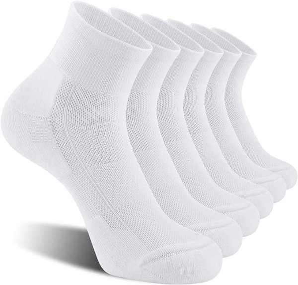 CelerSport 6 Pack Men's Ankle Socks with Cushion, Sport Athletic Running Socks