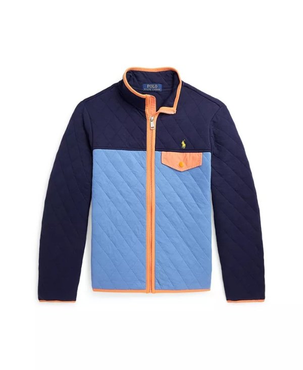 Big Boys Color-Blocked Quilted Double-Knit Jacket