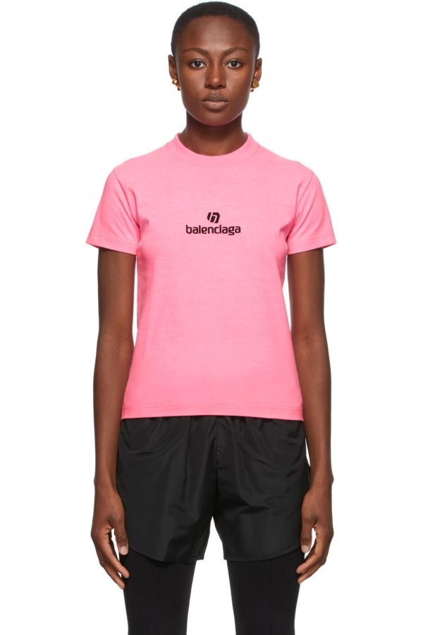 Pink Sponsor Logo T-Shirt