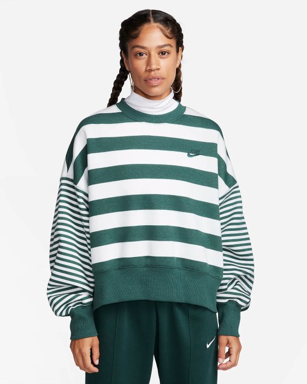 Sportswear Phoenix Fleece Women's Over-Oversized Striped Crew-Neck Sweatshirt..com