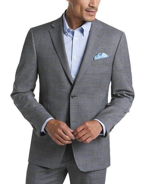 Gray Windowpane Sharkskin Slim Fit Suit - Men's Suits | Men's Wearhouse