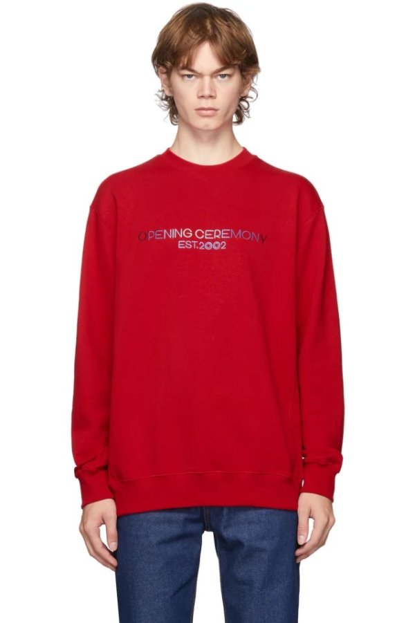 Red Embroidered Logo Sweatshirt