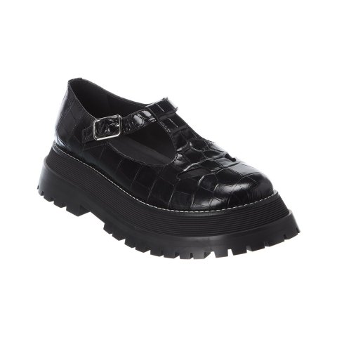 BurberryT Bar Croc-Embossed Leather Loafer