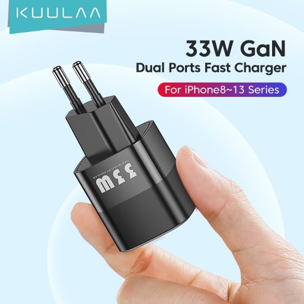 KUULAA USB C Charger 33W GaN Type C PD Fast Charging For iPhone 13 12 11 Max Pro XS 8 Plus For iPad Pro Air 2020 iPad mini 2021|Mobile Phone Chargers| - AliExpress