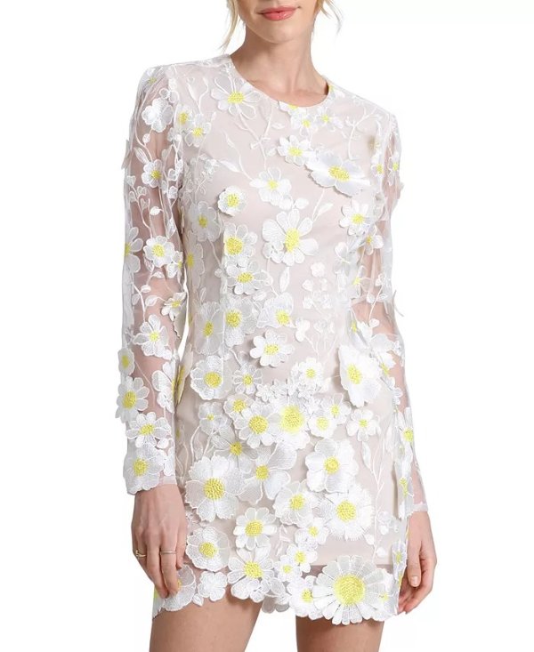 Women's Floral-Embroidered Mini Dress