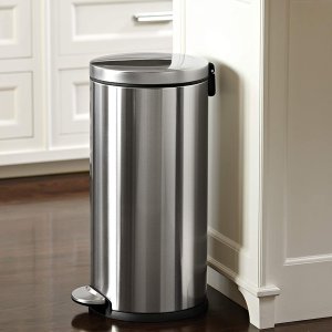simplehuman 30 Liter / 8 Gallon Round Step Trash Can, Brushed Stainless Steel