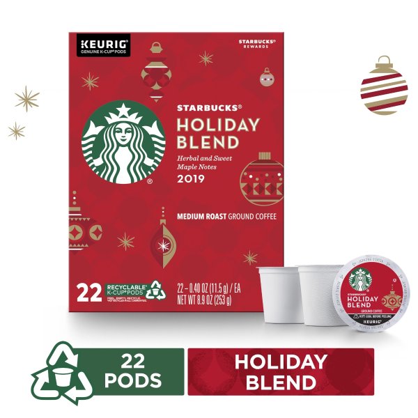 Holiday Blend Medium Roast Coffee Single-Cup Coffee for Keurig Brewers, 1 Box of 22 (22 Total K-Cup Pods) | Herbal & Sweet Maple Notes