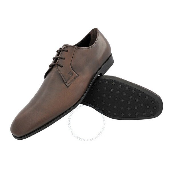 Tods Men's Dark Brown Smooth Leather Lace-Up Derby Shoes