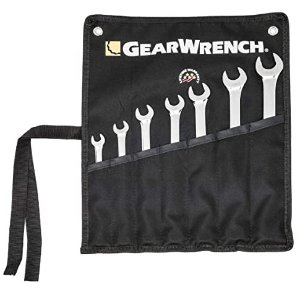 GearWrench Long Pattern Combination SAE Wrench Set, 12 Point, 7 Piece with Tool Roll