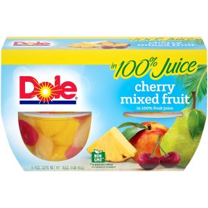Dole 樱桃混合口味100%天然水果杯 4杯装 每杯$0.54