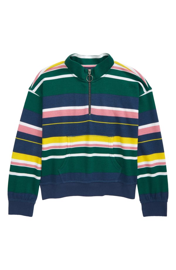 Kid's Stripe Quarter Zip Sweatshirt