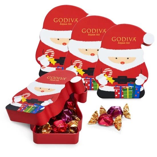 Santa Box with G Cube Chocolate Truffles, Set of 4, 8 pc. each