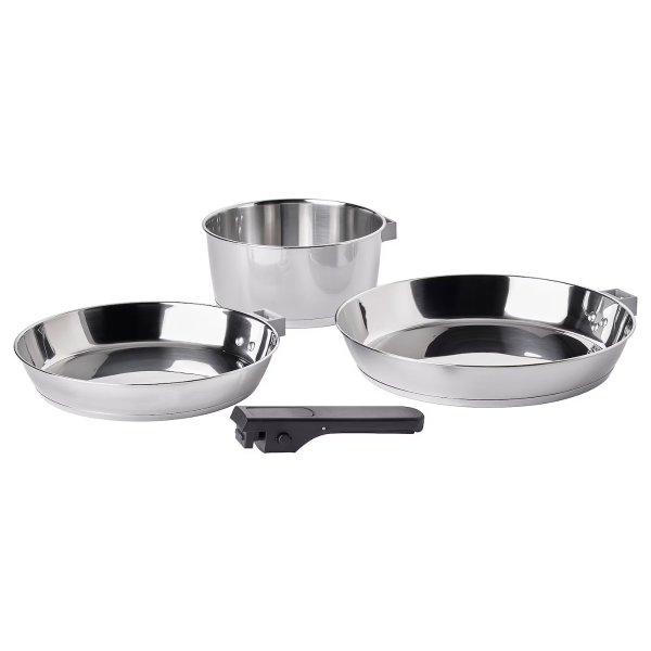 SLATROCKA Cookware kit with detachable handle, stainless steel