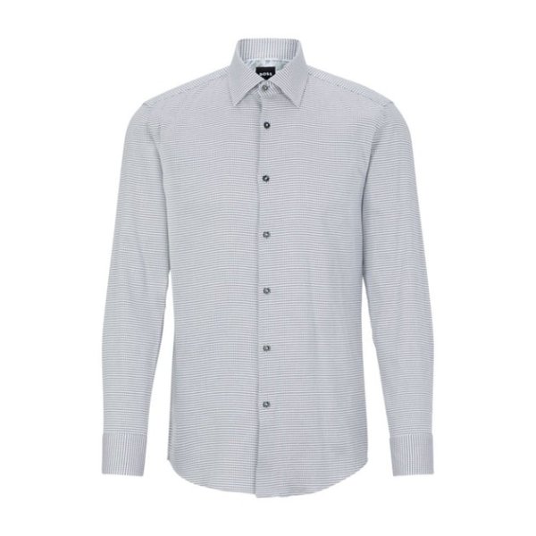 Slim-fit shirt in easy-iron stretch cotton