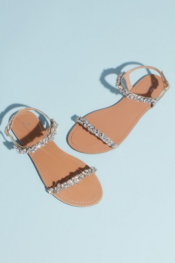 Marquise Crystal Cluster Straps Flat Sandals